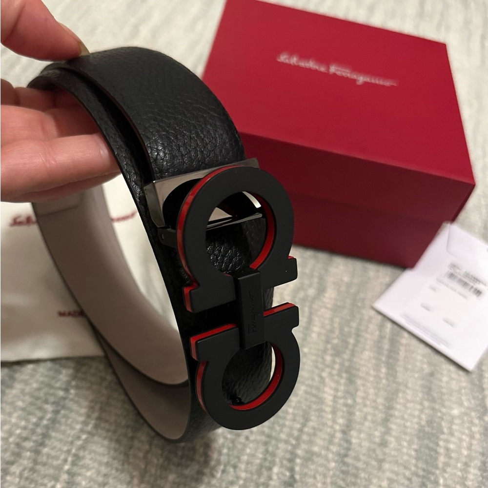 Salvatore Ferragamo Black and Red Belt